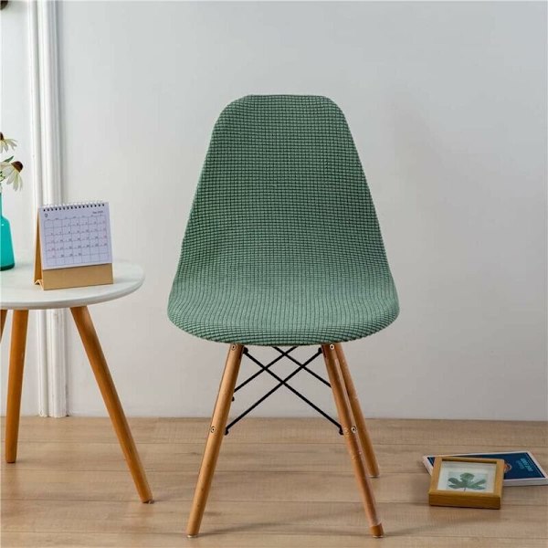 Set med 6 skandinaviska jacquard stolsöverdrag, enfärgade matstolsöverdrag, stolsöverdrag utan armstöd för kök, vardagsrum, kontor (grönt, 6 st)--