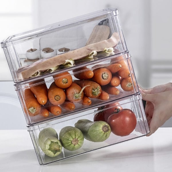 4 stk. serie kjøleskap matbeholder med lokk forseglet kjøkken grønnsaker, frukt og kjøtt frisk holdbar boks oppbevaringsboks