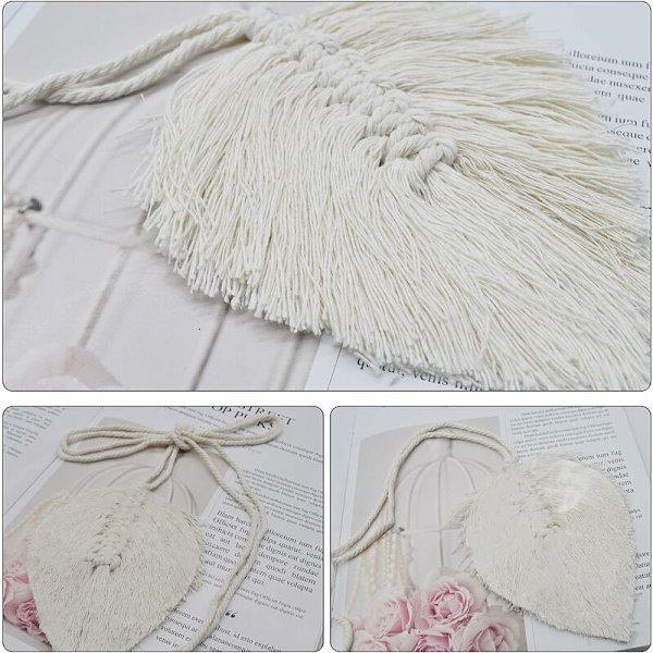 DENUOTOP 2-pack Boho Tiebacks Bladformade Makrame Bomulls Gardinhållare Gardinhållare Beige Snöre Gardin Bomullsrep Tiebacks Bomullsrep Gardin