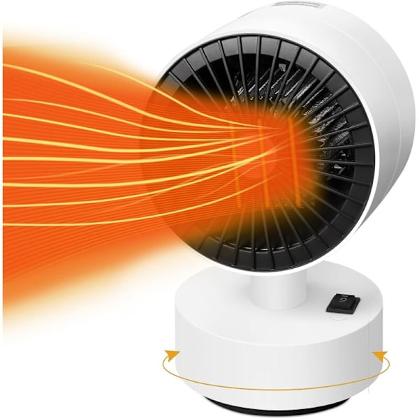 Mini Keramisk Varmeovn, ADURI Viftevarmer med Automatisk Ristende Hode, 600W Lavt Forbruk Bærbar Skrivebordsvarmer for Kontor, Soverom, Stue, Veltebeskyttelse