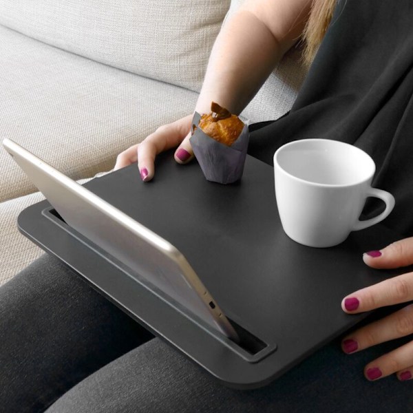 Bærbar stativ med pute for laptop og holder for nettbrett eller mobiltelefon