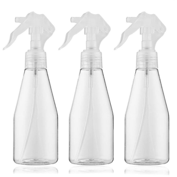 3 st 200 ml små transparenta plastsprayflaskor för vattenspruta