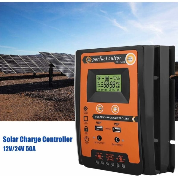 MPPT Solar Charge Controller Regulator Solar Charge Panel med LCD-skjerm med dobbel USB Solar Panel-batteri 12V/24V LCD-skjerm (30A)