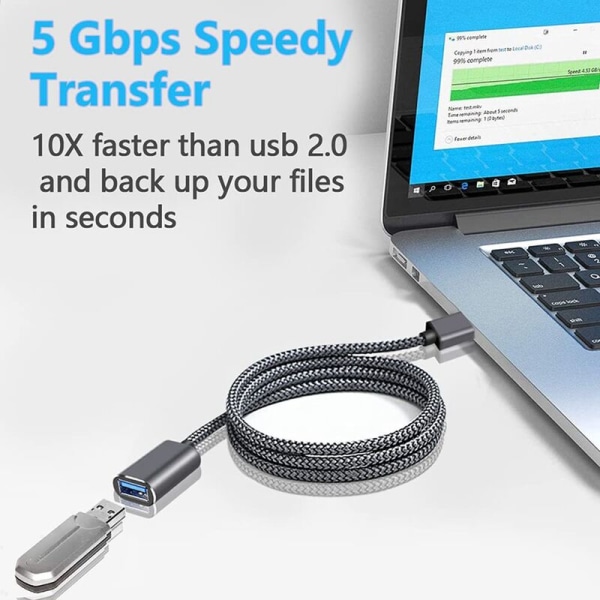 1M USB 3.0-kabel USB-förlängningskabel hane till hona datakabel USB3.0-förlängningssladd för PC TV USB-förlängningskabel