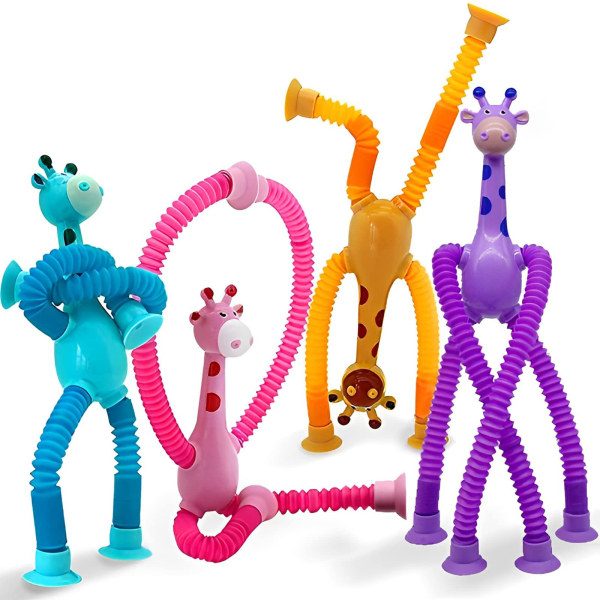 4-pack LED teleskopisk sugkopp Giraffe stress relief