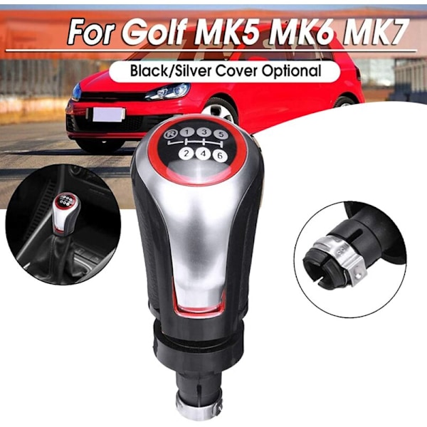 Bil ... Läder växelspaksknopp 6 växlar för Golf MK5 MK6 MK7 /