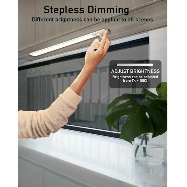 USB-ladbare LED-lys under skap med bevegelsessensor - Justerbar belysning, brukes for innendørs trapper.