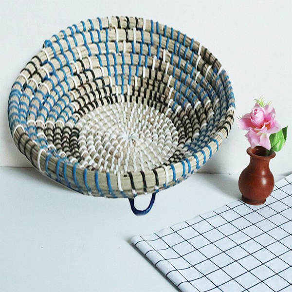 Flettet kurv Boho-indretning Søgræs frugtskål Rattan hængende dekoration til soveværelse køkken D