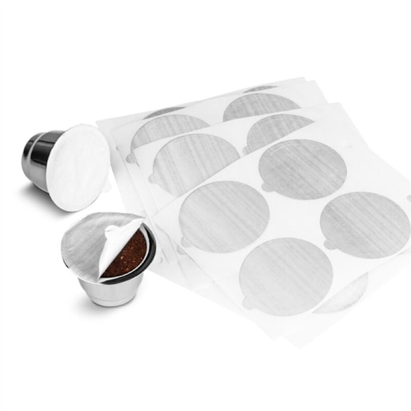2-pakning gjenbrukbare kapsler med 200 aluminiumslokk - Påfyllbare kaffekapsler i rustfritt stål for maskiner