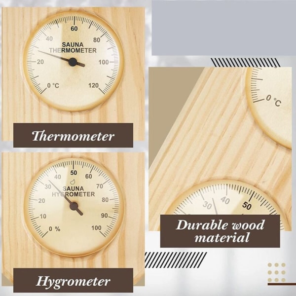 Træ Sauna Termometer og Hygrometer 2 i 1 Fugtighed Temperatur Måling til Familie Hotel Sauna Rum