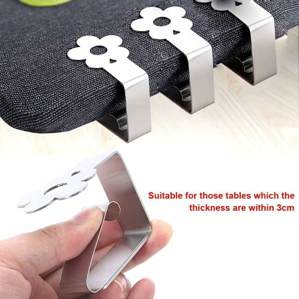 Rustfrit stål dug clips 4 stykker blomstermønster dug holder bordtykkelse overstiger ikke 3 cm borddæksel terrasse clip hjem have ou