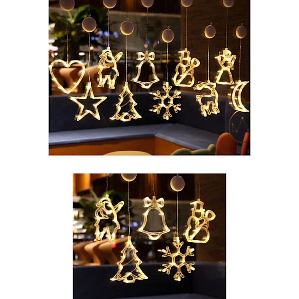 Julgransfönsterlampor, hängande julgransfönsterlampa med sugkopp, batteridriven hängande lampdekorationer för semesterbutik - snöflinga, AAF