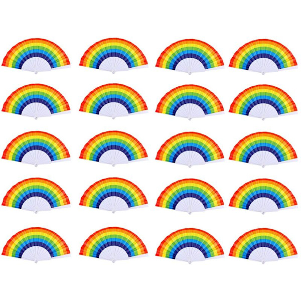 20 st Rainbow-fläktar Färgglada Vikbara Handhållna Fläktar Sommartillbehör Regnbågefestdekoration