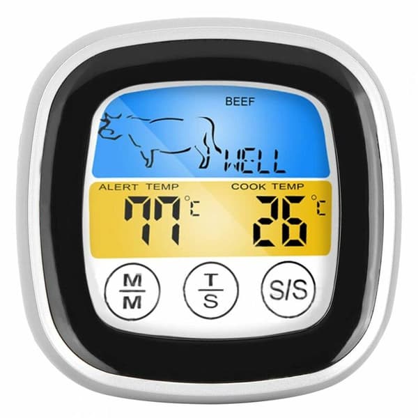 Trådløs stegetermometer Touch Screen Digitalt elektrisk stegetermometer med timer og alarmfunktion-