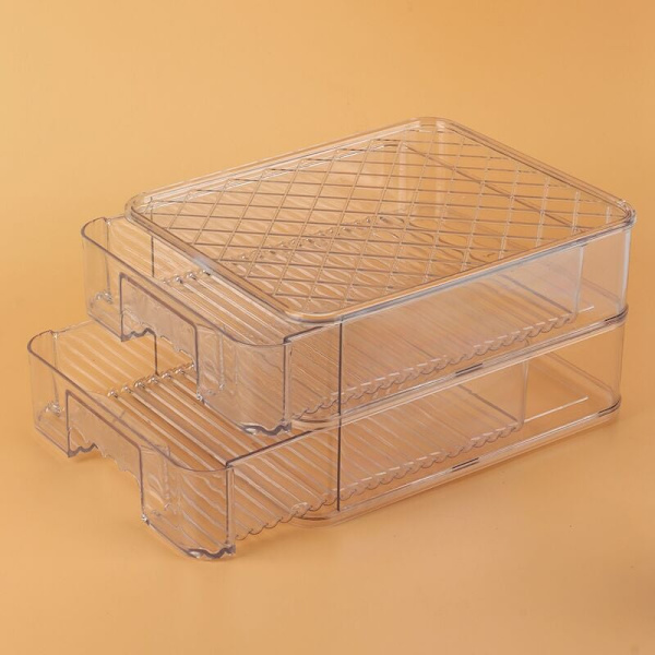 Kylskåpsförvaringslåda Crisper Transparent Kök Matförvaring Magiskt Bord Överlappningsfack Lådlåda