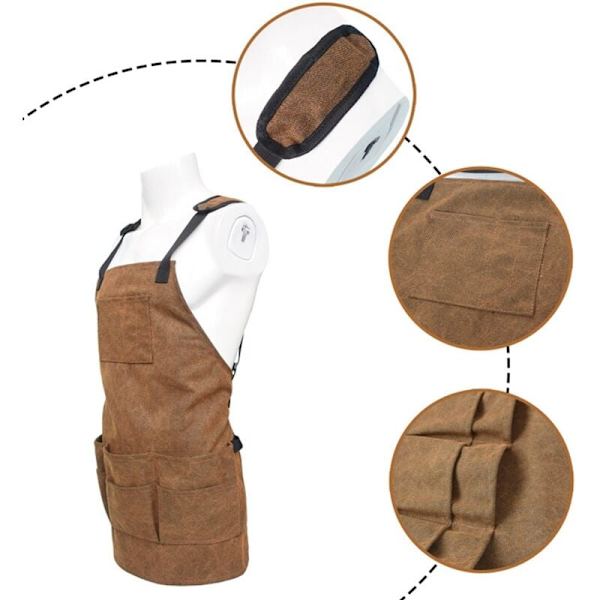 Justerbara Canvas Förkläden Kvinnor Multi-Pocket Förkläden BBQ Kök Slitstarka Förkläden Matlagning Verktyg Förkläden