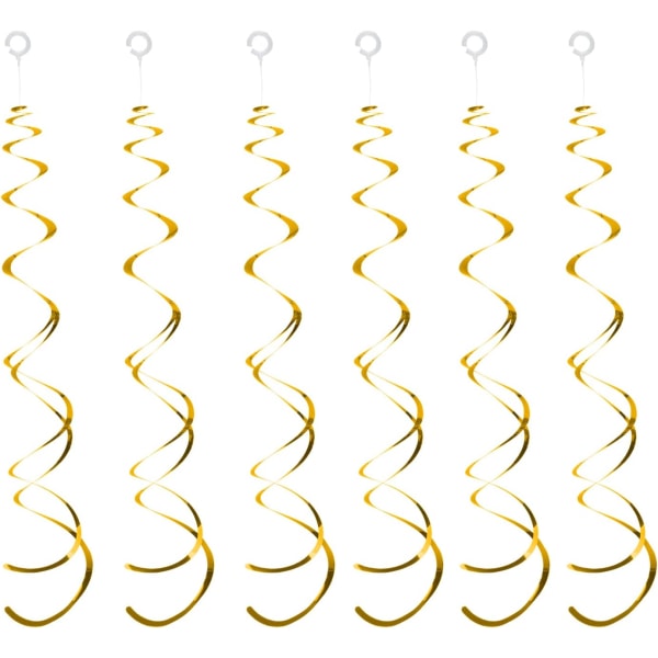 Guld hængende hvirveldekorationer Plast Flutter Party Swirl Spiraldekorationer til loft, bryllup Baby Shower Fødselsdagsfest tilbehør