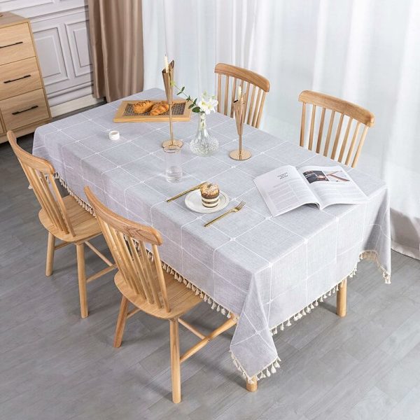Suorakulmainen pöytäliina puuvilla pellava harmaa 140x240 cm Pöytäliina Suorakulmainen Pöytäliina Peite Koristelu Kotiin Keittiön Pöydälle