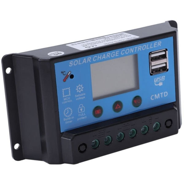 20A Automatisk LCD Solcelle Laderegulator Strømdisplay US M6I4 Amerikansk