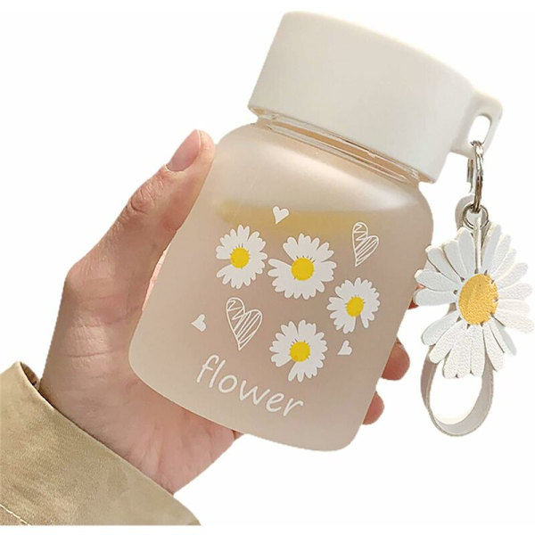 350 ml/12 oz Söt Glasvattenflaska Söt Klar Vattenflaska för Kvinnor & Flickor Vattenflaska för Tonårsflicka Bärbar Vattenflaska Mini Glasvattenflaska