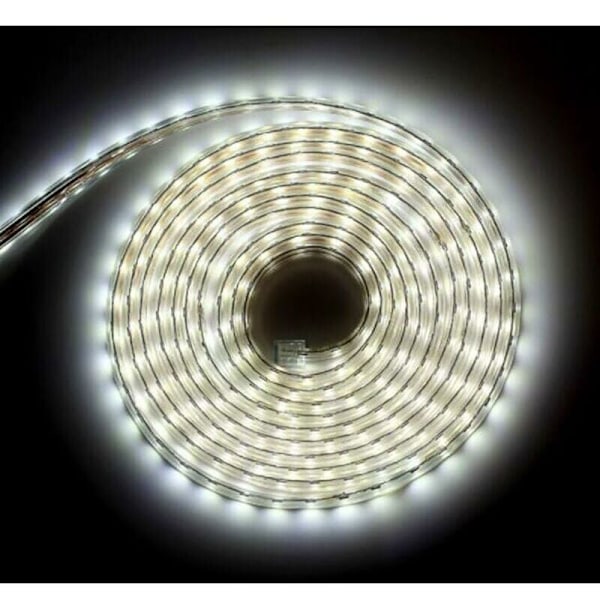 Komplett LED-stripe-sett 10 meter 220V vanntett silikon IP68 kald hvit 6000°K SMD5050 60led/m uten behov for transformator