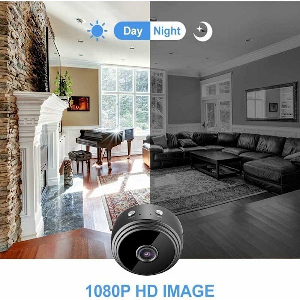 Mini Spy Kamera, 1080P Trådløst Overvåkingskamera med WiFi-opptak, Lang Batteritid, Skjult Mikrofon, Bevegelsesdeteksjon og Nattsyn Spy Cam