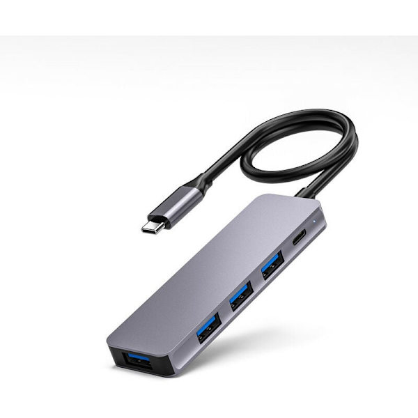 USB C-hubb, 5-i-1 USB-dongel med lång kabel, USB-C-förlängare för bärbar dator (100 W PD, 4 USB-A-portar), USB 2.0-hubb, USB 3.0-hubb, typ C till USB A, Mini-annons