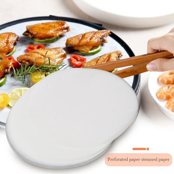 200 stk. perforeret luftfriturepapir, 7 tommer runde luftfritureforinger, non-stick dampunderlag