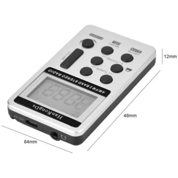 Bärbar FM/AM-radio Digital Signal Processing Receiver med hörlurar Radio + Lanyard