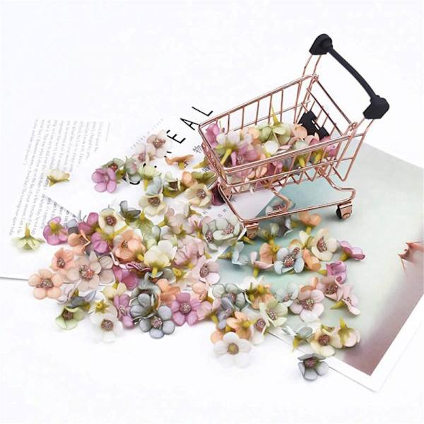 100 stk flerfarget mini kunstig silke tusenfryd blomsterhode for krans bryllup girlander dekorasjon DIY scrapbooking håndverk