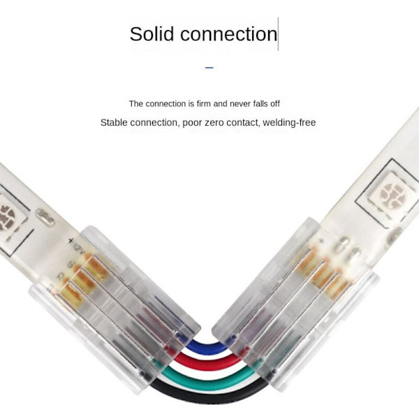 10 stk L-formede 4-benede LED-stik 10mm loddefri adapter stik til 5050 RGB LED-strimmel