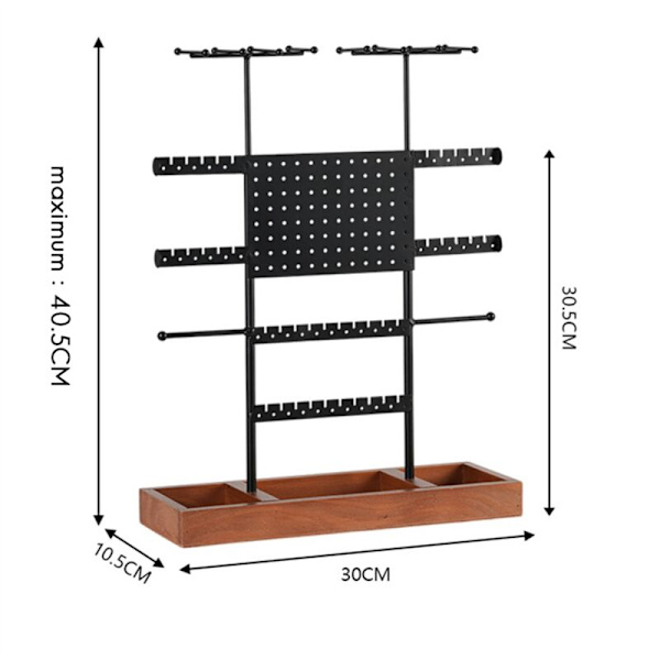 Træbase Stativ, til Justerbar Højde Organizer, Display Tower Metal Holder