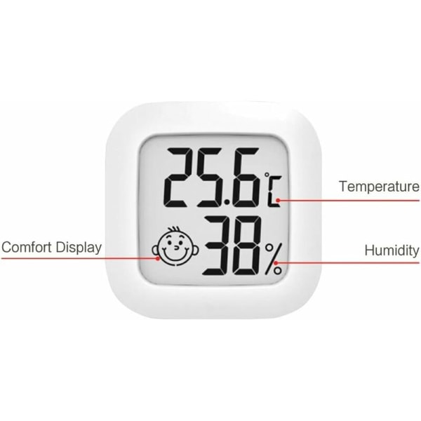 Mini digitalt termometer hygrometer for innendørs bruk, temperaturmåler og fuktighetsmåler, termohygrometer komfortnivåindikator