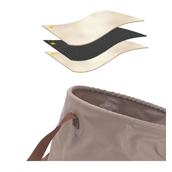 Fällbar multifunktionell hink för utomhuscamping, stor kapacitet, bärbar fiskehink, bilförvaringshink, khaki färg, 10L - DENUOTOP