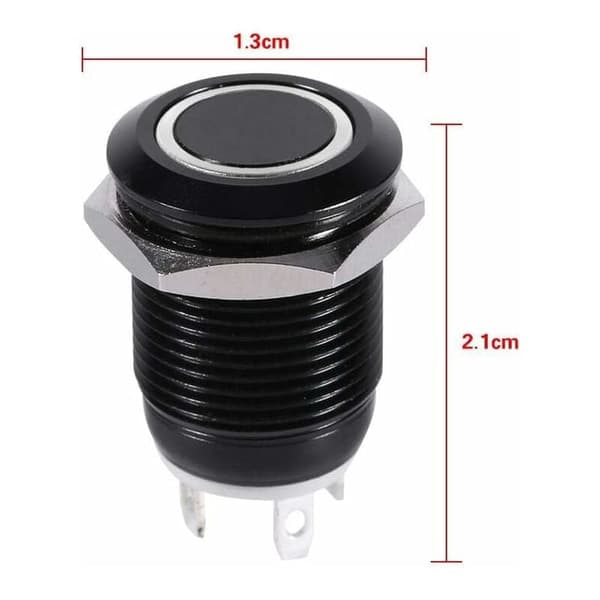 Momentary Push Button LED Push Button Switch 12mm Power Switch Vandtæt Bil Power Latching Switch (Hvid)