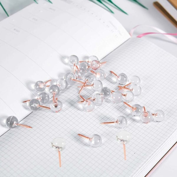 Transparenta tryckstift 100 st Världskorktavla Tryckstift Dekorativa tryckstift Resesömnadsstift Väggtryckstift för Post-it-lappar Kontor Rose Gol