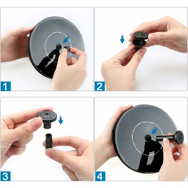 Solcellsfontän Solvattenpump 1.4W Monokristallin Flytande Fontän Enkel att Använda Solcellsfontänpump för Trädgård Patio Fågel Damm Pool och Po