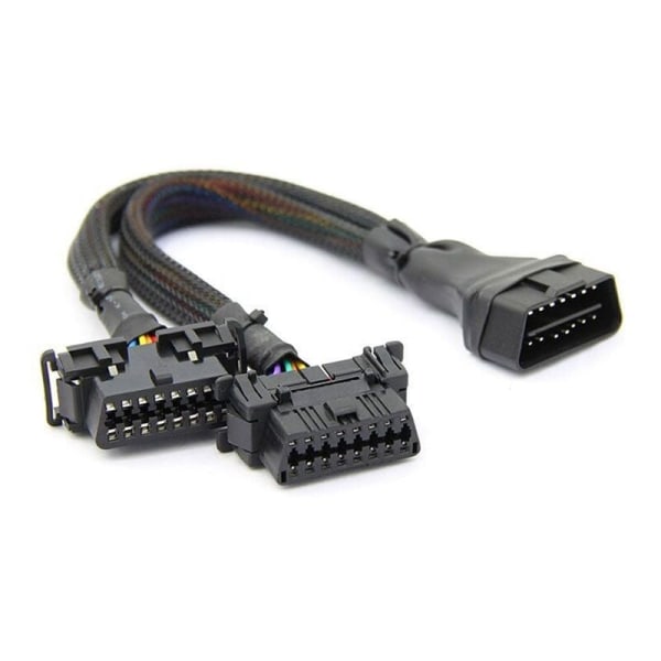 2 i 1 OBD2-förlängningskabel OBDII hane till 2 splitter bil datoranslutning konverteringsplugguttag 30CM