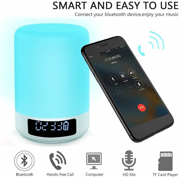 Väckarklocka Kreativ Bluetooth-högtalare Väckarklocka Färgrik Ljus Touch Sängbordsklocka Atmosfärsljus Nattlampa