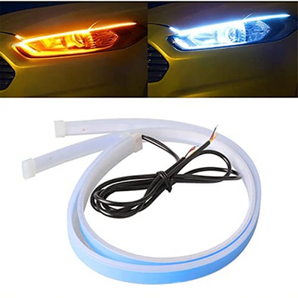LED-lyslist for bil, hvitt blinklys, gult lys, kjørelys, vanntett for SUV-lastebil, 24 tommer, 2 stk