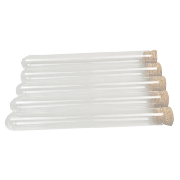 50 st 20 x 150 mm 30 ml plastprovrör med kork, genomskinligt rör bröllopsgåva presentförpackning rör