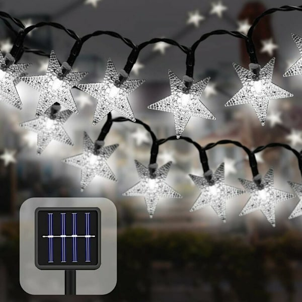 Solcelled Stjernelys Udendørs 7M 50 LED Vandafvisende Dekorativt Julelys til Fest, Bryllup, Have, Butik, Hjem Udendørs (Hvid)