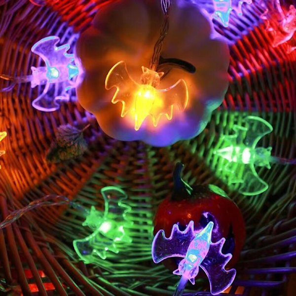 30 stk. Halloween dekorative lys LED edderkop flagermus spøgelse indendørs udendørs solcellelys Halloween fest dekoration