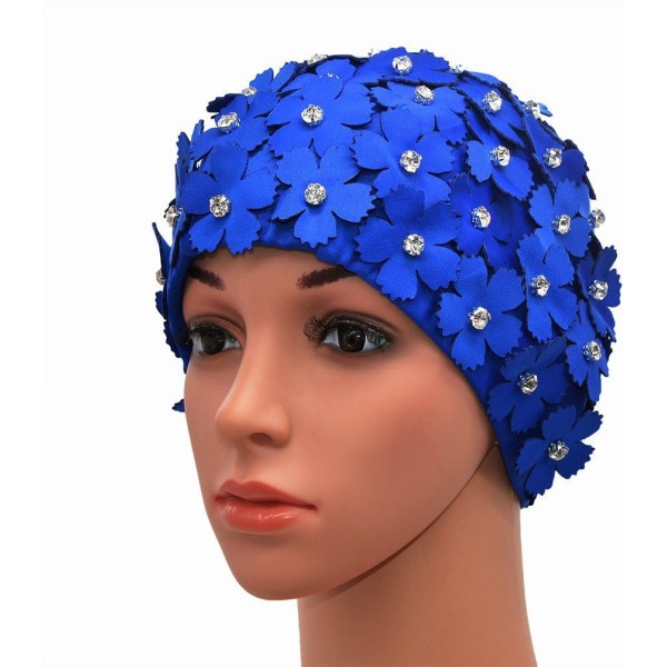 Cap Tredimensionell cap med kronblad Retrostil Safirblått vattentegel