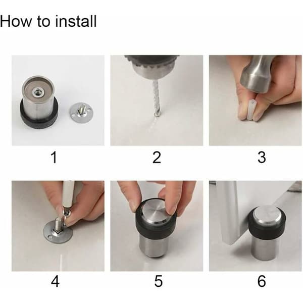 10 x Gulv Dørstopper 6 cm Rustfrit Stål Dørstopper Dørstopper