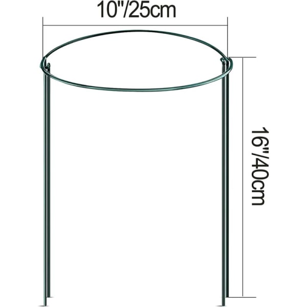 Set med 4 växtstöd 25 cm x 40 cm, hjälp dina växter att växa, metallträdgårdsstöd, grönt trädgårdsväxtstödring för pionerhortensiarosor Seedu
