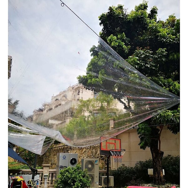 Industriell presen Transparent presen med öljetter, förtjockad vattentät plast transparent presen, hållbar PVC pergola terrass takplåt C