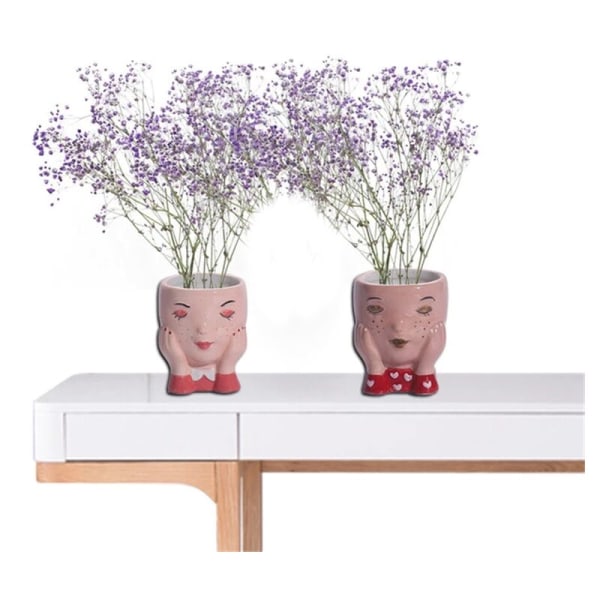 Menneskelig Keramisk Pot Kreativ Sød Vase Skulptur Håndværk Sukkulent Mini Blomsterpotte Have Dekoration-B