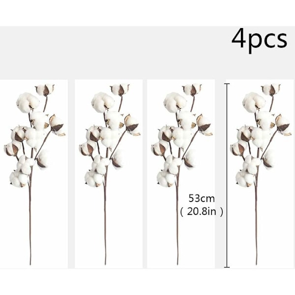 Konstgjord Bomullsblomma Bomullsdekorativ Gren för Vas Balkongdekoration Torkade Blommor Naturlig Bomull Konstgjorda Blommor Deco Torkade Blommor Bou