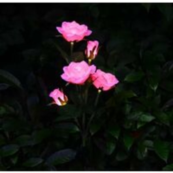 LED Solar Lights Artificiella Rose Flower Lights för utomhusträdgårdsinredning, gård, uteplats, grav, kyrkogård, balkong, juldekor - rosa